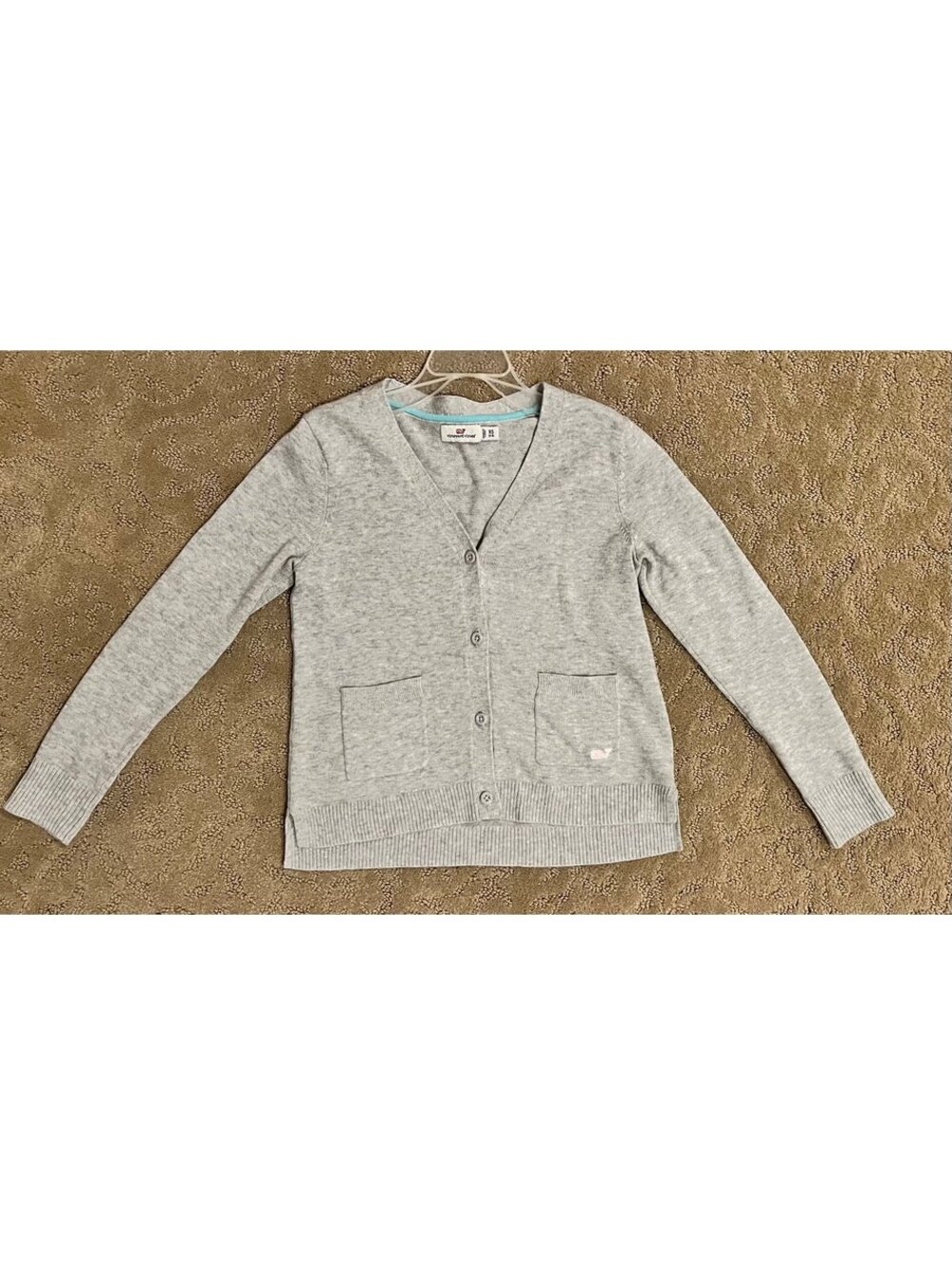 Vineyard Vines girls grey picket cardigan, size XS (5-6)